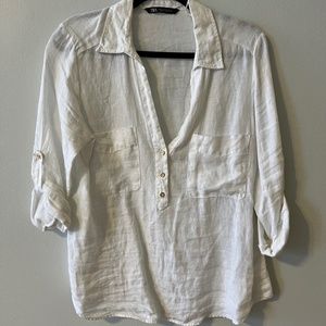Zara Linen Long Sleeve Shirt